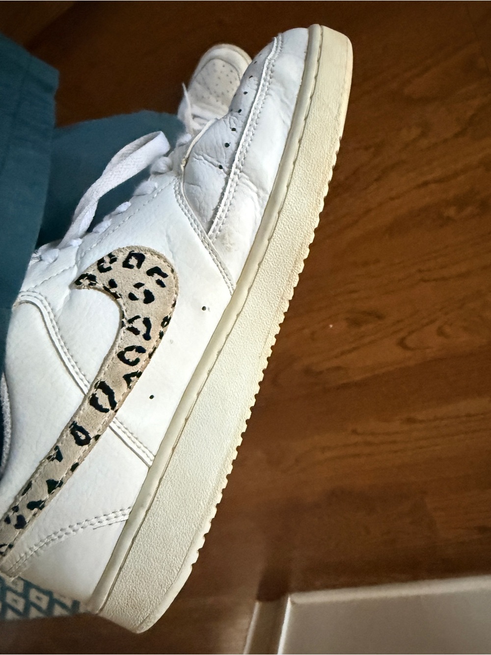 Nike White Women's Sneakers with Leopard Swoosh